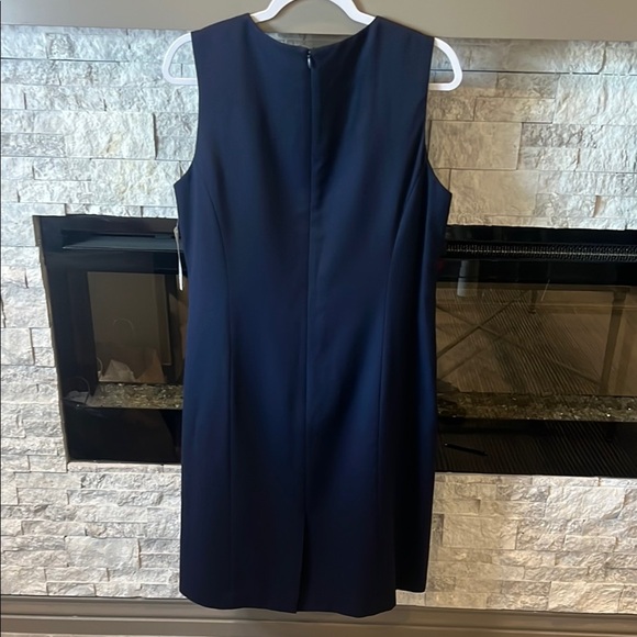 Pendleton Blue Sleeveless Sheath Dress Scoop Neck Midi 100% Virgin Wool size 14 - Picture 9 of 13